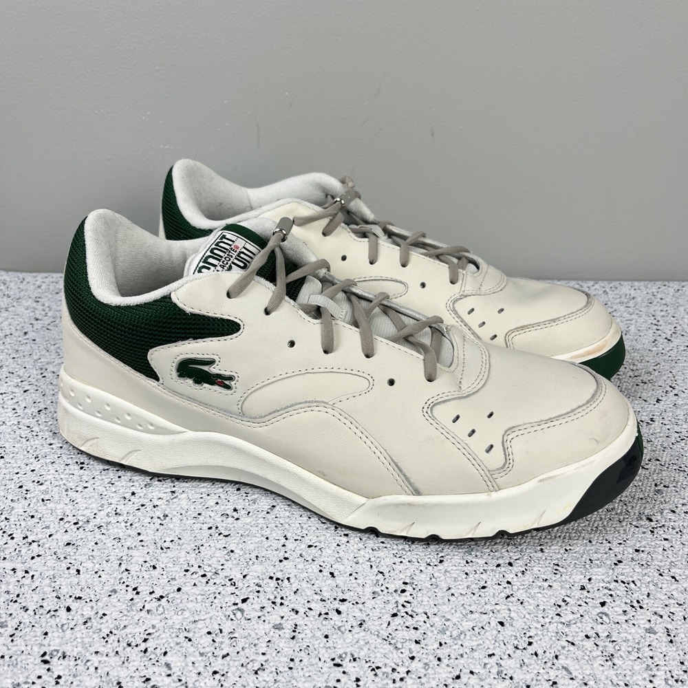 Lacoste Sport Aceline 96 Leather Sneakers Shoes Mens US Size 11 White Green